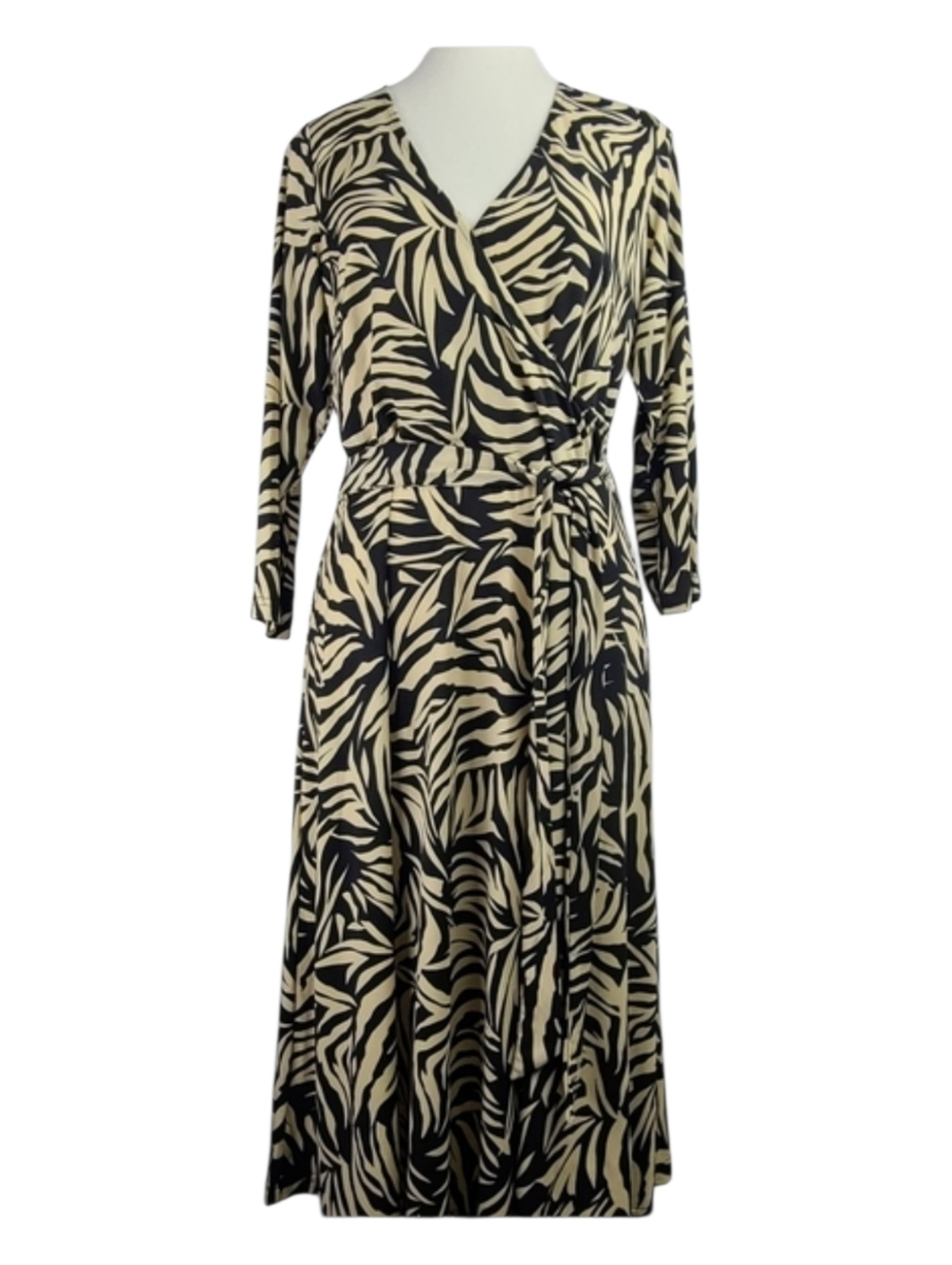 Leota Perfect Wrap Zebra Print Faux Wrap Dress Size M | 3/4 Sleeve NWT